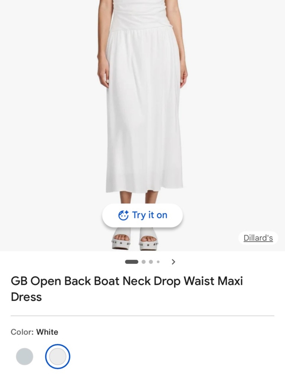 White Maxi Dress - Boat Neck, Drop Waist